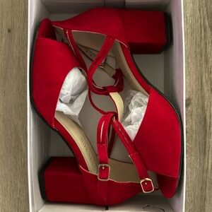 Red Block Heels